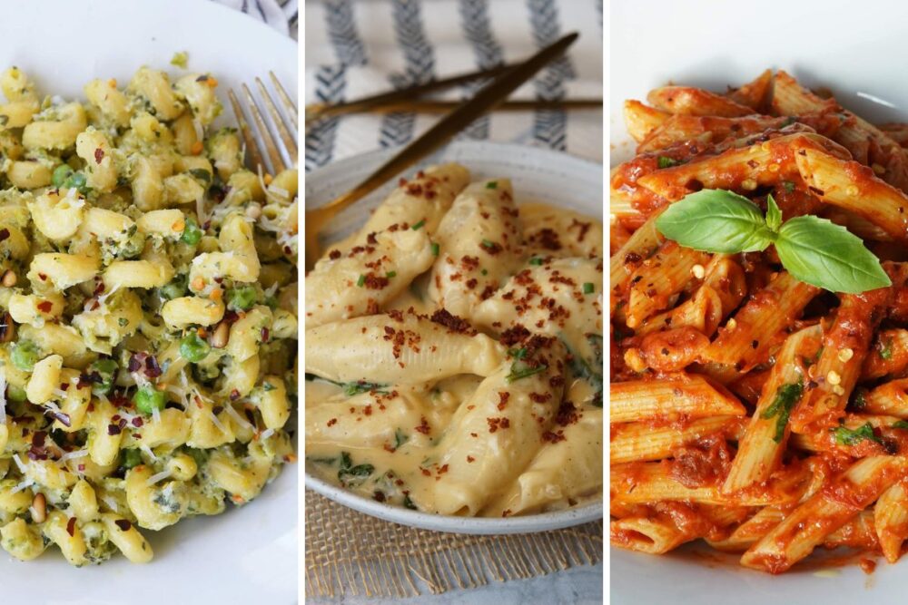 lemon ricotta pasta, elevated mac and cheese, and spicy penne all'arrabbiata