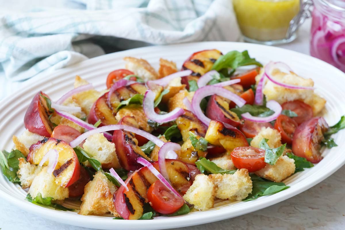peach panzanella salad