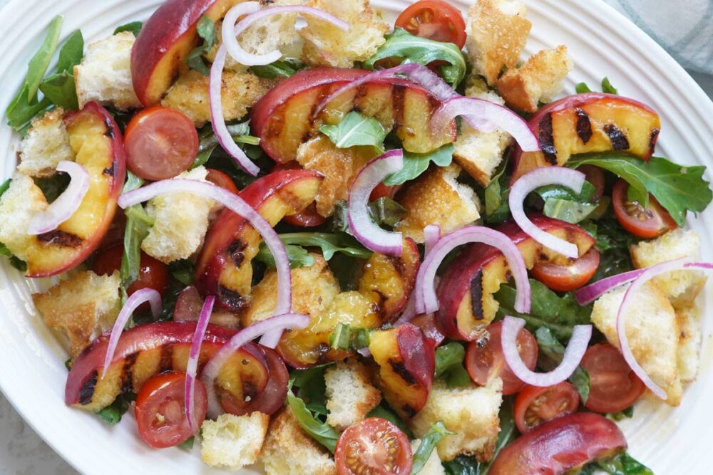 peach panzanella salad