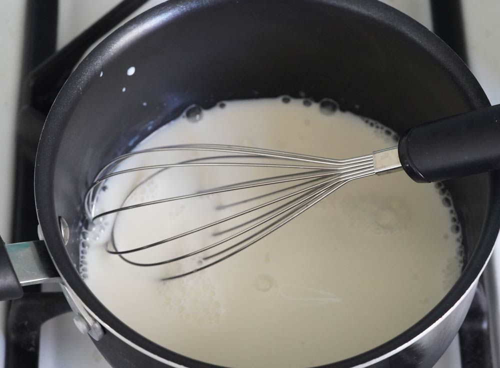 milk mixture on stove