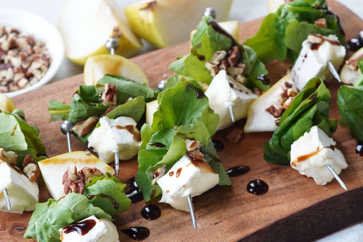 pear and brie skewers