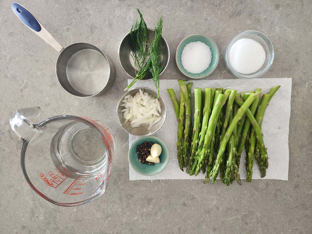 Ingredients for quick pickled asparagus
