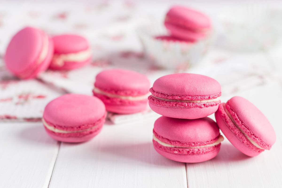 Pink raspberry macarons