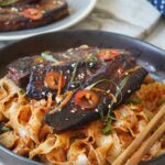 Chinese crispy pork belly & garlic chili oil noodles