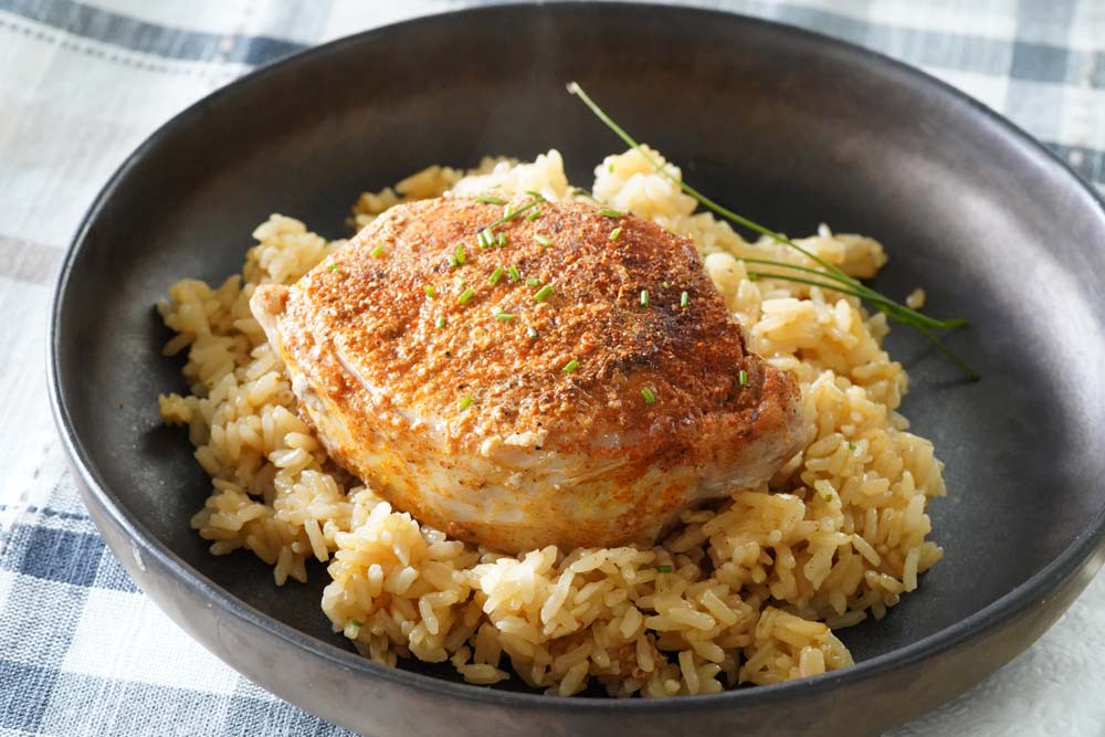 Pork chops and rice