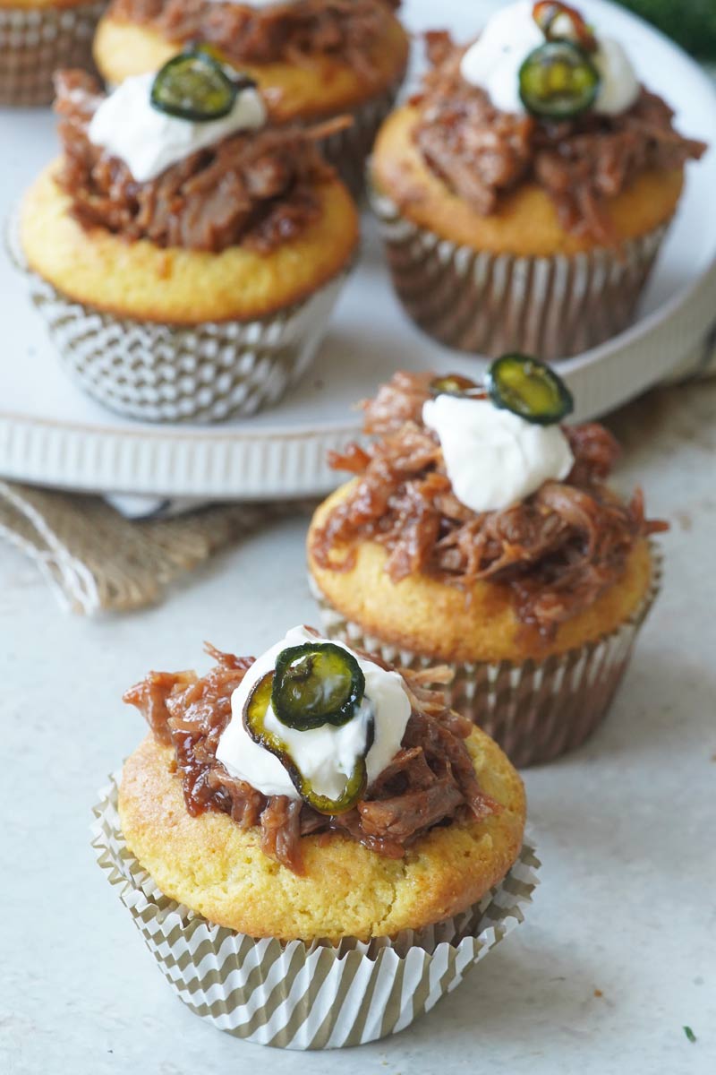 Pulled pork cornbread muffins