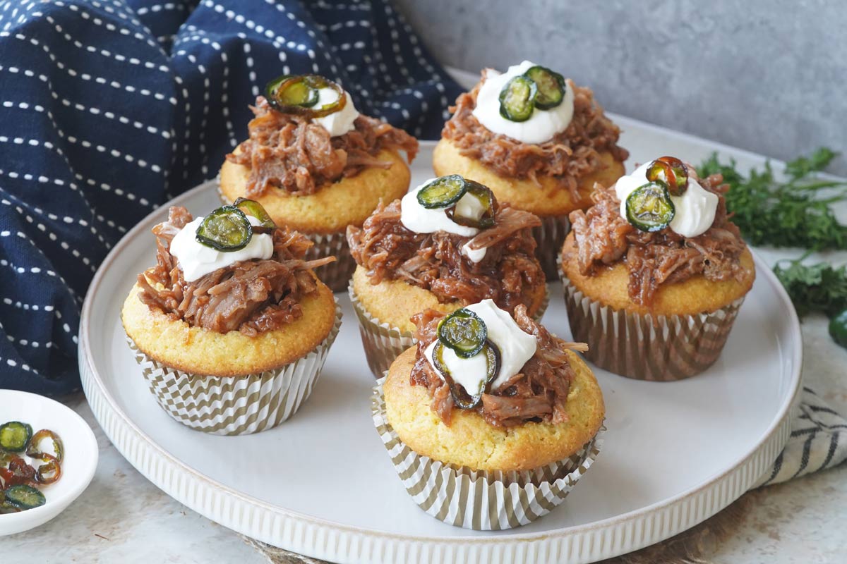 Pulled pork cornbread muffins