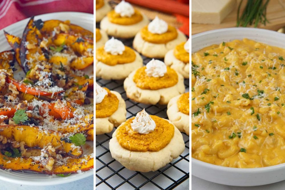 Roasted pumpkin, pumpkin pie cookies, and pumpkin mac and cheese