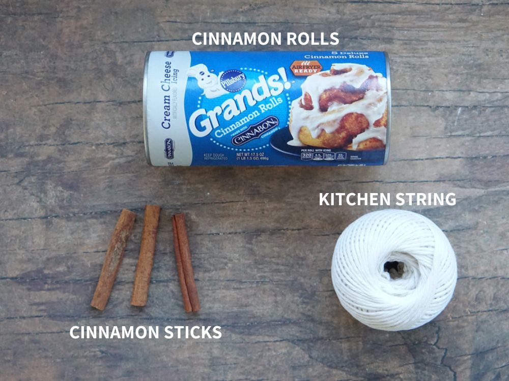Ingredients for pumpkin shaped cinnamon rolls
