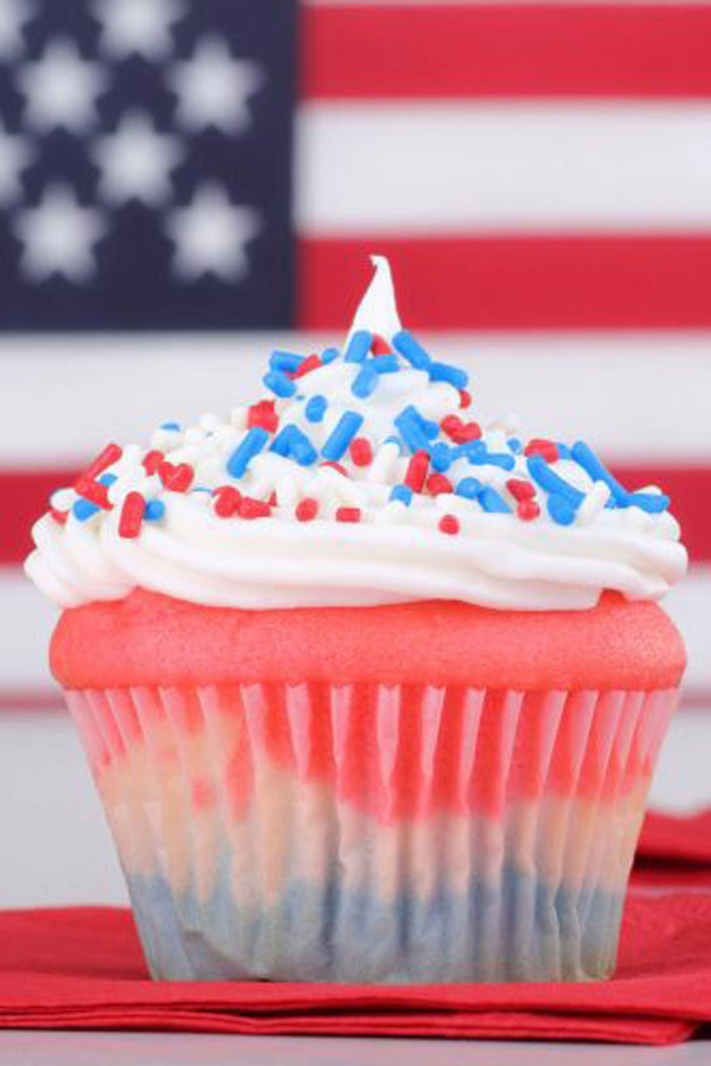 red, white, and blue cupcakes