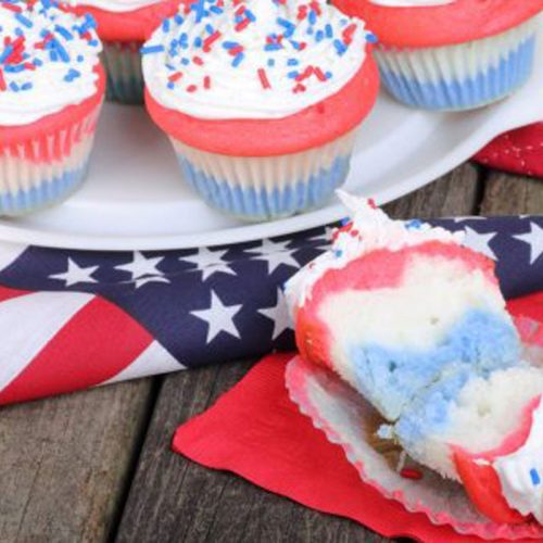 Red, white, and blue cupcakes