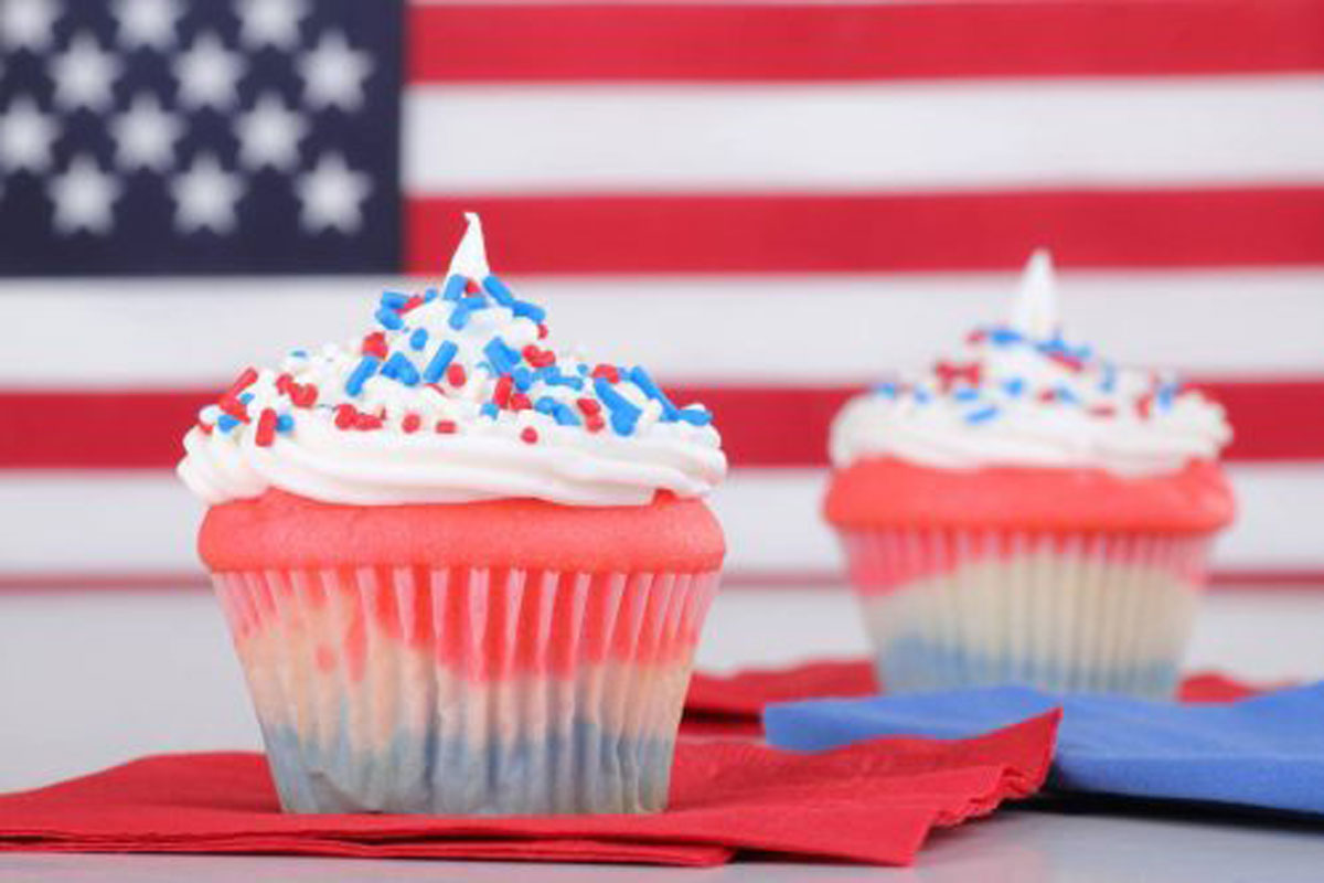 Red, white, and blue cupcakes