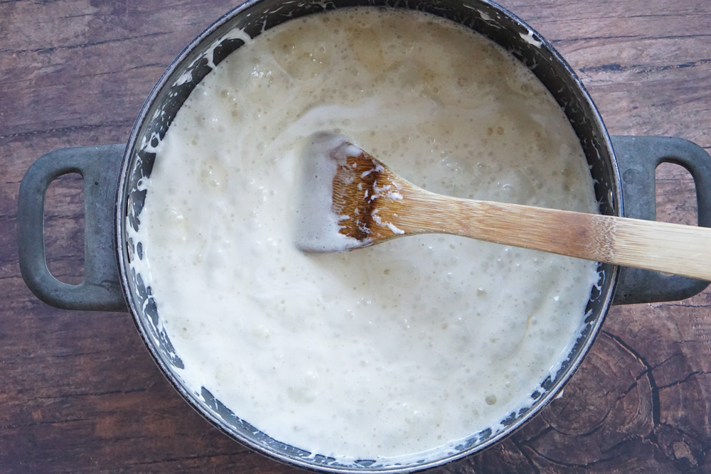 Melted butter and marshmallows in a pot