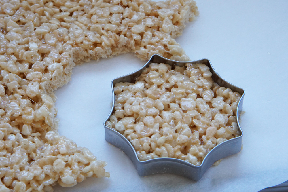 Cut out spider web rice krispies treats