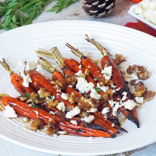 roasted carrots and feta