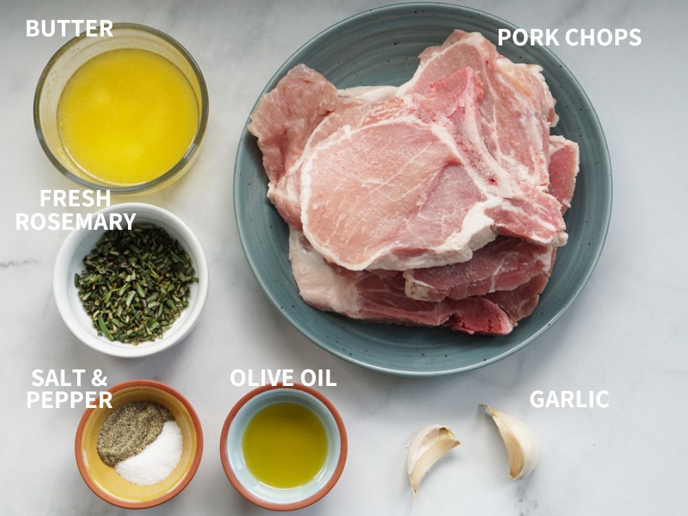 ingredients for rosemary garlic pork chops