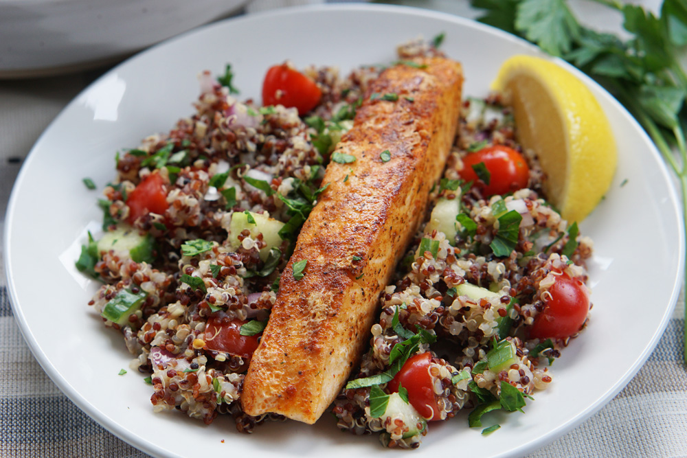 salmon quinoa bowl