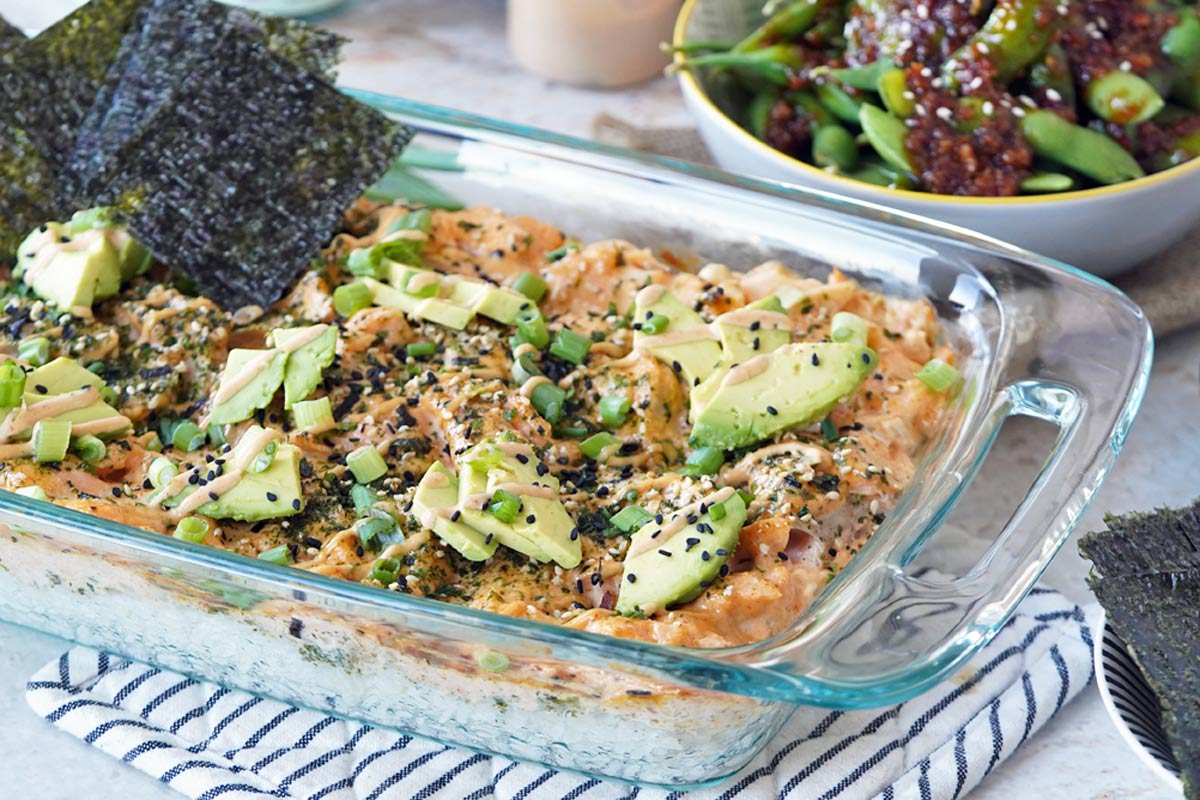 salmon sushi bake