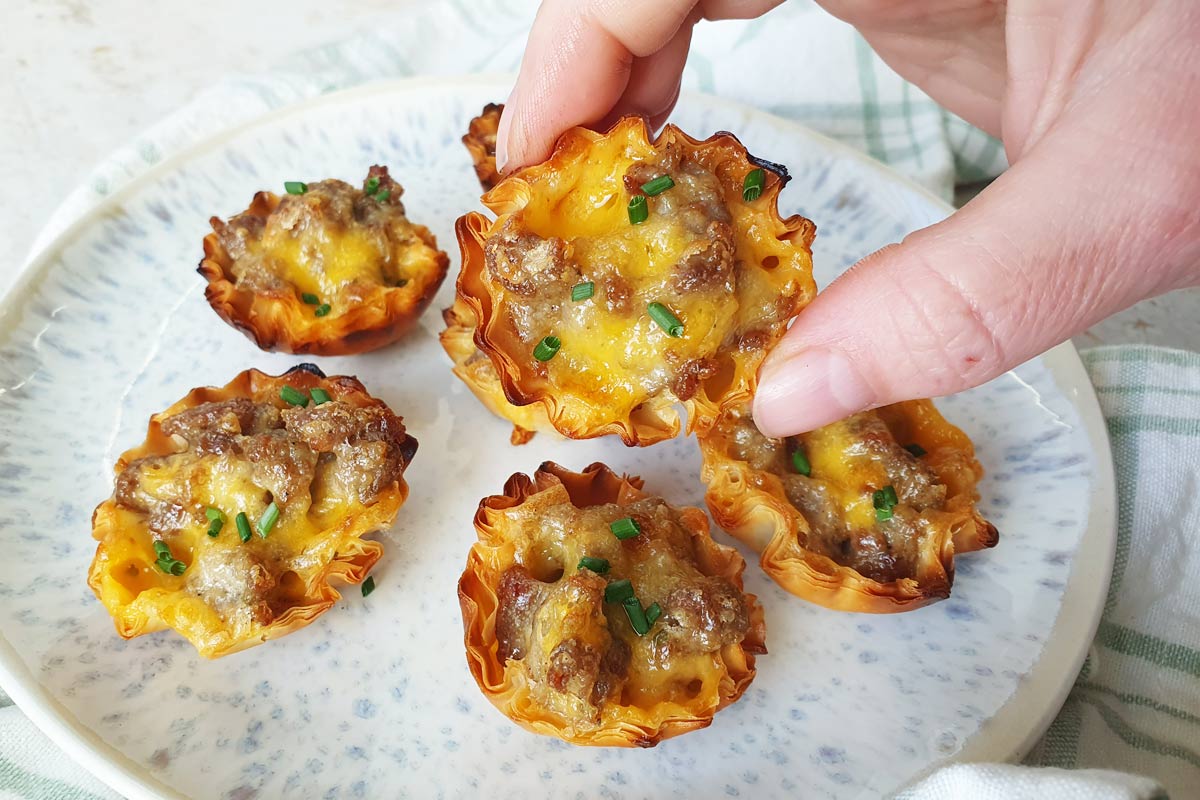 Sausage phyllo bites