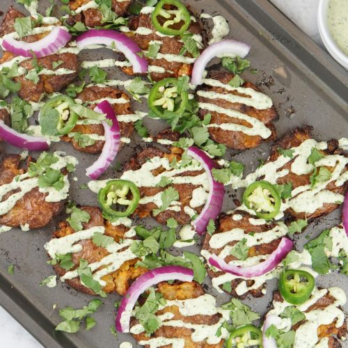 Smashed sheet pan potatoes