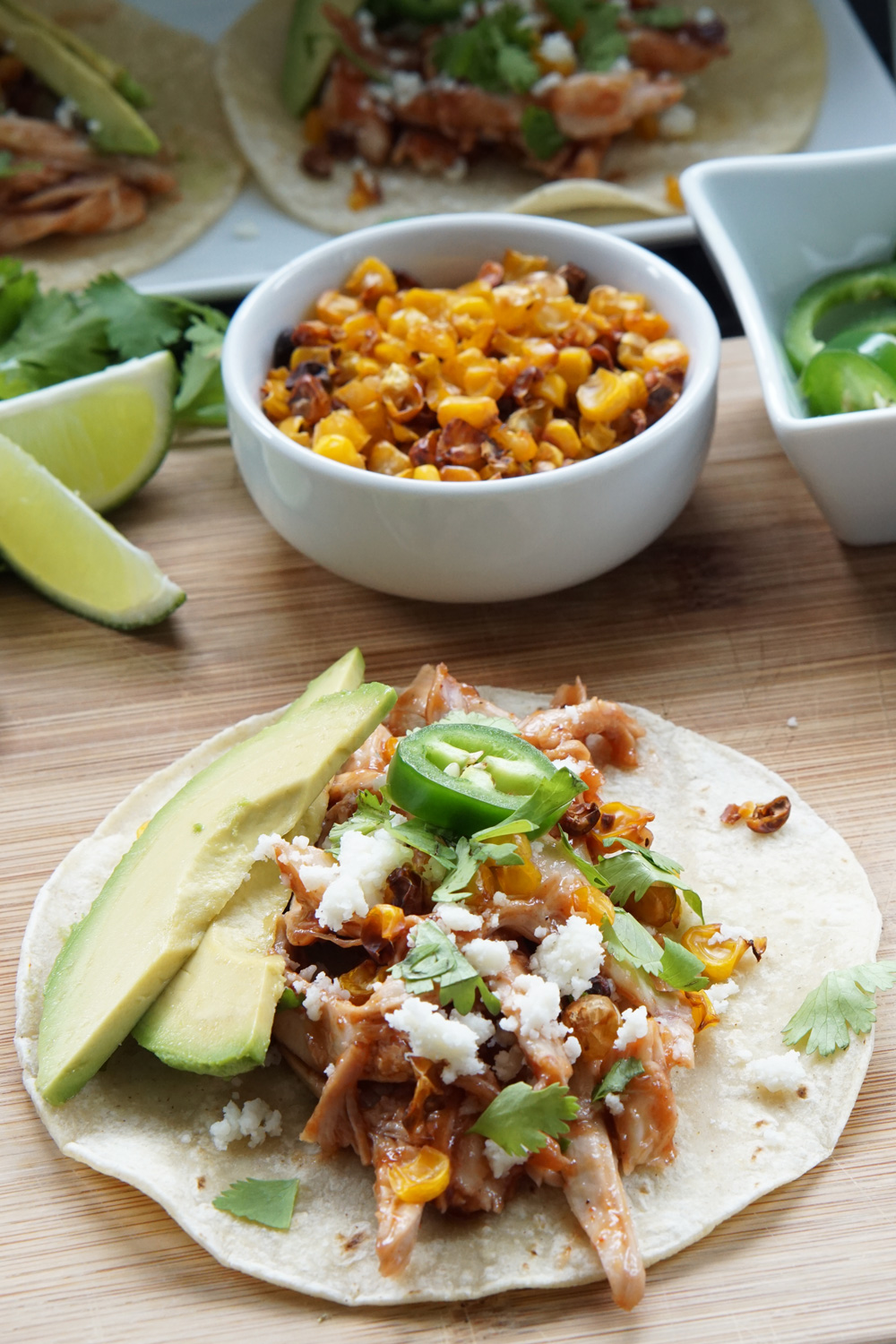 Smoked chicken tacos