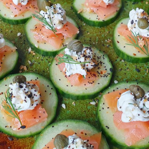 smoked salmon cucumber bites