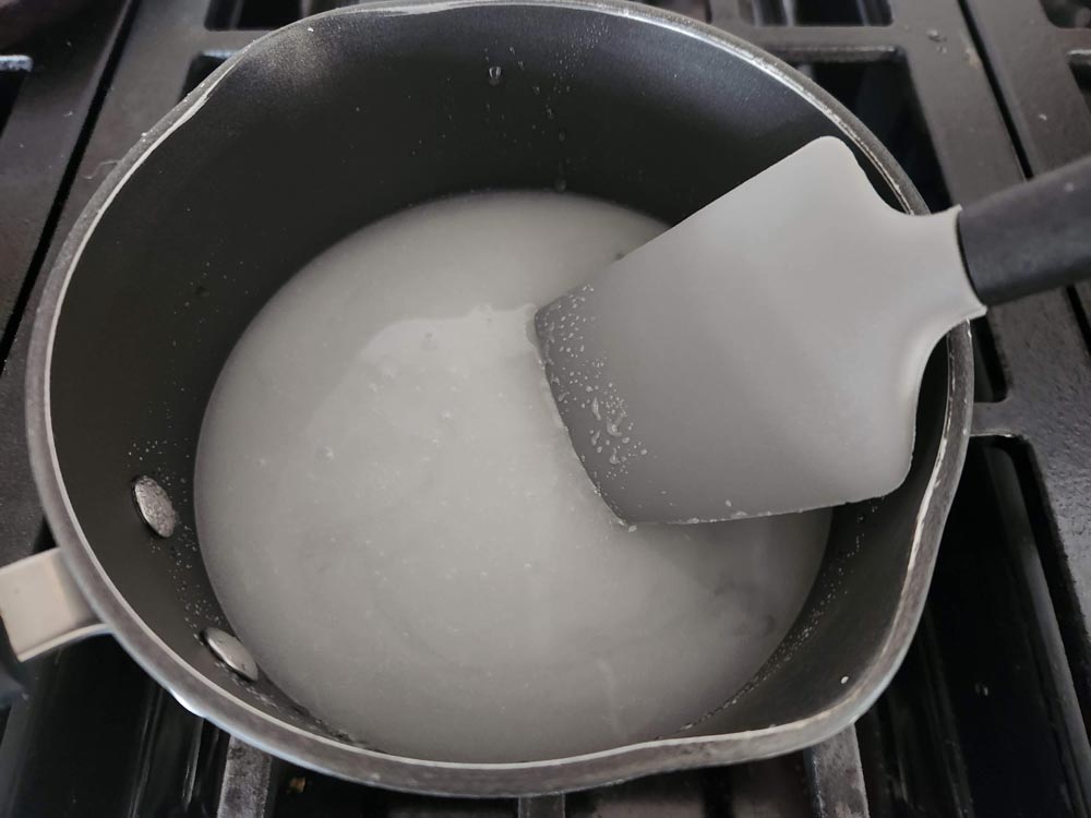 heating up sugar in a pan