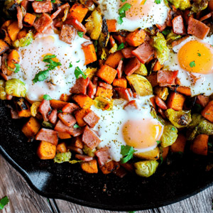 Sweet potato hash with eggs