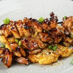 Teriyaki chicken skewers & baked cauliflower steaks