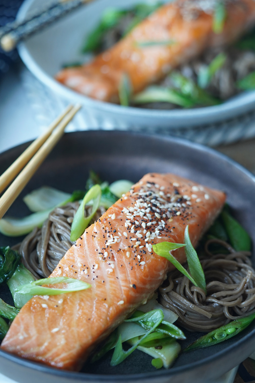 teriyaki salmon & soba noodles