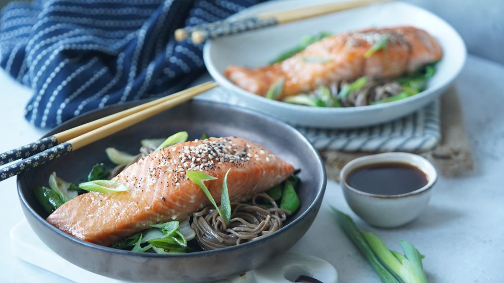 teriyaki salmon and soba