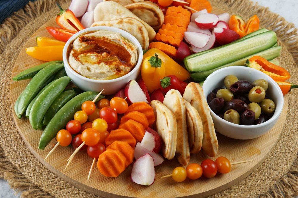 veggie tray with hummus