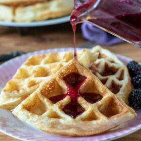 Waffles with berry sauce