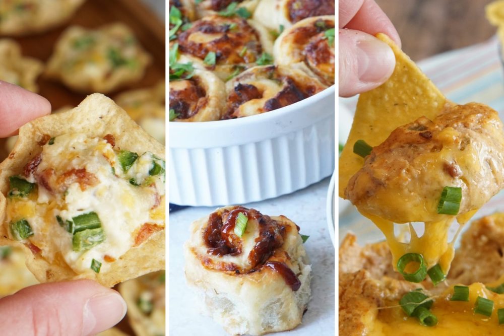 bacon jalapeno bites, bbq pulled pork buns, and Texas trash dip