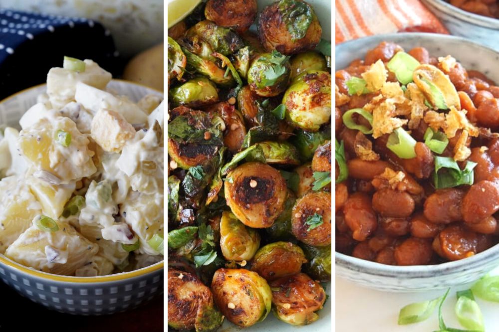 Potato salad, Mexican inspired brussels sprouts, and baked beans, What to serve with Brisket